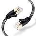 Cat 7 Ethernet Cable 40 ft - Flat Design, Easy Install, Nylon Braided, More Durable High Speed Internet Cable Network Cord Shielded LAN Cables for Computers, Routers, Switches, and Gaming Consoles