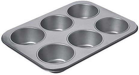 Chicago Metallic™ Professional 6-Cup Giant Muffin Pan with Armor-Glide Coating | Each Cup Has a 10.5 OZ. Capacity | Use With or Without Paper Baking Cups | 11-1/8" W x 15-3/4" L x 1-1/2" D