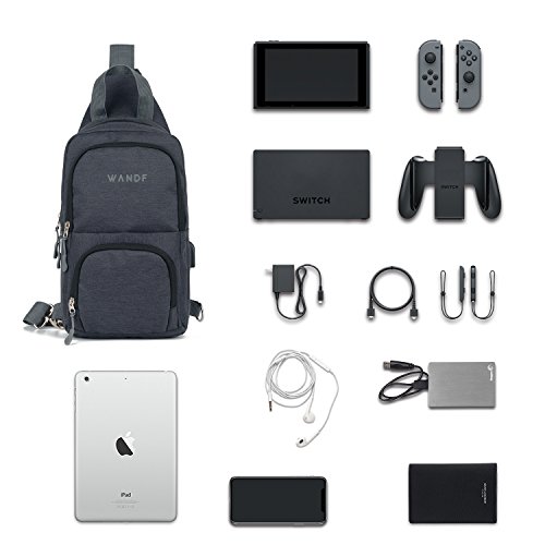 Victoriatourist Switch Travel Bag, for Nintendo Switch Console, Dock, Joy-Con Grip & Switch Accessories, Protective Storage Sling Backpack Shoulder Bag for Nintendo Switch and iPad, Dark Grey - Thumbnail 4