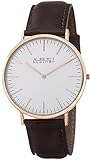 August Steiner Men's AS8084XRG Quartz Classic Silver Dial Slim Case Watch with Brown over Nubuck Leather Strap