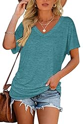 Cute Womens Tops Short Sleeve V Neck Shirts Solid