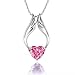 Fashion White Rhodium Plated Heart Pink Synthetic Stone Angel Wings Pendant with Free 18