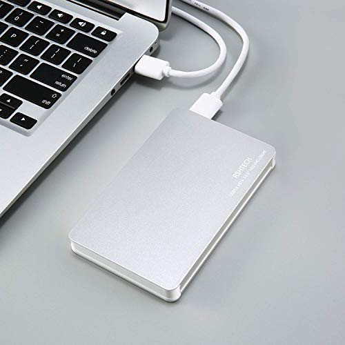 RSHTECH External Hard Drive Enclosure USB 3.0 to SATA Hard Disk Aluminum Case for 2.5 inch 7mm and 9.5mm HDD SSD [Support UASP and 4TB Drives](Silver)