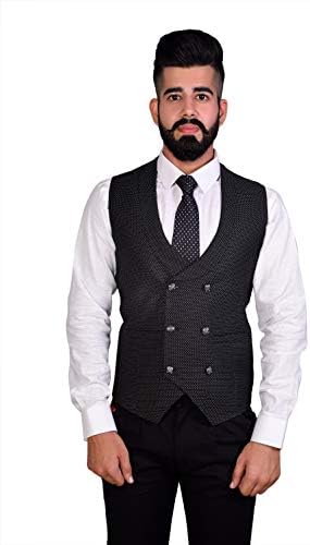 REBAV Men's Polka Dot Waist Coat