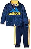 Adidas Toddler Boys' Tricot Jacket and Pant Set, Navy/Yellow, 3T