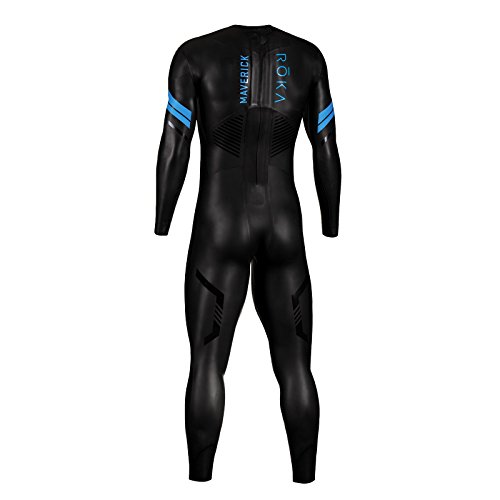 ROKA Maverick Comp II Men's Wetsuit for Swimming and Triathlons - Black/Cyan - Medium (M)