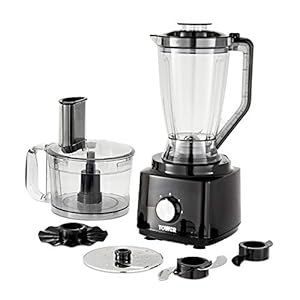 Tower-T18007BLK-Food-Processor-and-Blender-with-2L-Mixing-Bowl-18L-Jug-2-Speed-Settings-and-Pulse-Function-750W-Black-Plastic Tower T18007BLK Food Processor and Blender with 2L Mixing Bowl, 1.8L Jug, 2 Speed Settings and Pulse Function, 750W…