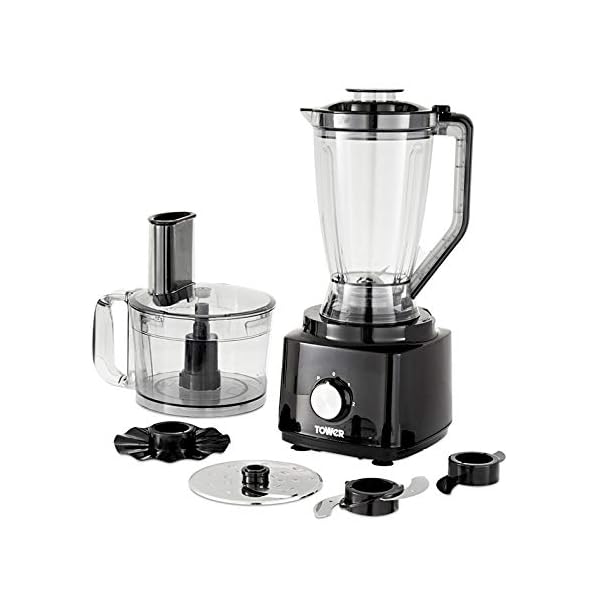 Tower-T18007BLK-Food-Processor-and-Blender-with-2L-Mixing-Bowl-18L-Jug-2-Speed-Settings-and-Pulse-Function-750W-Black-Plastic Tower T18007BLK Food Processor and Blender with 2L Mixing Bowl, 1.8L Jug, 2 Speed Settings and Pulse Function, 750W…