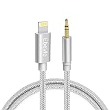Aux Cable for car,Ebeylo Aux Cord Compatible with iPhone 6/7/8/X/Xs/Xr /11/11 Pro/iPad /iPod3.3ft 3.5mm Male Audio Adapter for Car Home Stereo &Headphone[Nylon Braided ] -Silver