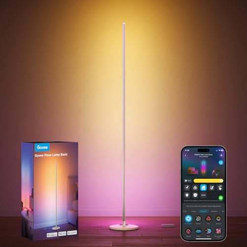 Govee Modern Floor Lamp, RGBIC LED Lamp Works with Alexa, Google Assistant, Matter, 16 Million Colors DIY and 61 Scene Modes for Bedroom, Gaming Room, Gold
