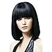 Fani Wigs Short Bob Wig For Women With Free Wig Cap Yaki Straight Synthetic Wigs Flat Bangs Wig Black Color Cospaly Wigs