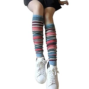 Clenp Been Warmers Voor Vrouwen, 1 Paar Winter Vrouwen Mode Streep Breien Been Warmers Boot Hoge Knie Sokken