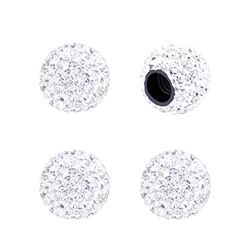ZATAYE Tire Valve Stem Caps - 4 Pack Handmade Crystal Rhinestone Bling Universal Car SUV Truck Motorcycle Bicycle Tire Valve Dust Caps (Silver) - Thumbnail 7