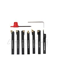 AccusizeTools 7 piezas juego de herramientas de giro de carburo indizables de 3 8", juego de herramientas Lathe #2387-2003