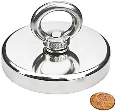 BIGTEDDY D90 Heavy Duty River Lake Salvage Fishing Recovery Magnet Strong Round M10 Rare Earth Neodymium Countersunk Magnetic Hooks Ceiling 280kg/616 lbs. Pull Force