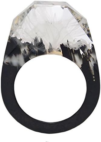 Handmade "Windy mountain" Fashion resin jewelry Wooden rings for women