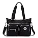 Tiny Chou Multipurpose Water Resistant Premium Nylon Tote Handbag Cross Body Shoulder Bag for Women,Medium,Black