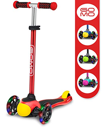 GOMO 3 Wheel Scooter - Toddler Scooter - Three Wheel Scooter for Kids 2, 3, 4 and 5 Years Old - Adjustable Height Kick Scooter w/Colors for Boys & Girls (Red/Black) - Thumbnail 7