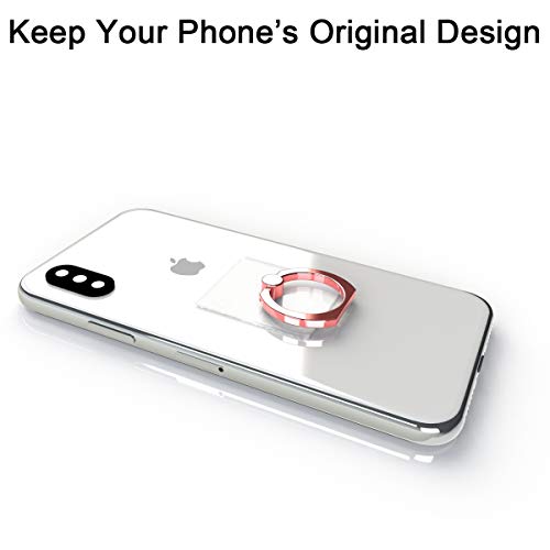 Attom Tech Transparent Phone Ring Holder Grip 360 Degree Free Rotation, Clear Cell Phone Finger Ring Kick-Stand Compat for iPhone X 8 7 Plus 6S 6 5s 5 SE, Galaxy S9 S8 S7 S6 Edge, Note 8 5 4 2 (Pink)