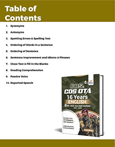 CDS & CDS OTA 16 Years English Topic wise Solved Papers (2007 - 2022) 3rd Edition 1