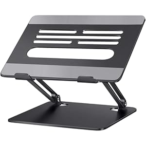ノートパソコンスタンド 折りたたみ式 ノートPCスタンド【人間工学設計】 無段階高さ角度調整 姿勢改善 ブラック