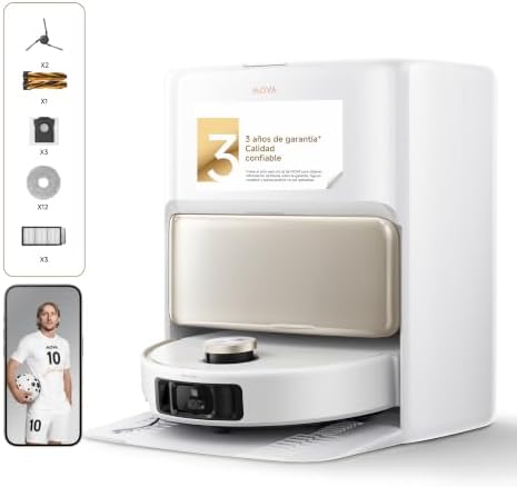V50 Ultra Complete Robot Aspirador e esfregão de chão 24.000 Pa, esfregamento térmico com Sistema DuoSolution, navegação com elevação, ultrapassa obstáculos até 6 cm, branco