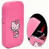 NIVEK Pink Glitter Kitty Pink Flame Pocket Lighter KT Cat Refillable Kawaii Y2K Aesthetic Windproof Flame