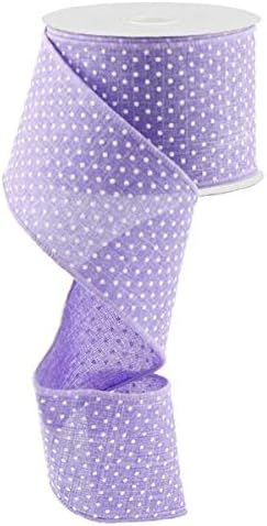 Lavender Purple White Raised Swiss Polka Dots Wired Ribbon (2.5 Inches x 10 Yards)