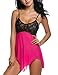 Avidlove Women Sexy Babydoll Lingerie Set Sheer Lace Chemise Sleepwear Fushcia XXL