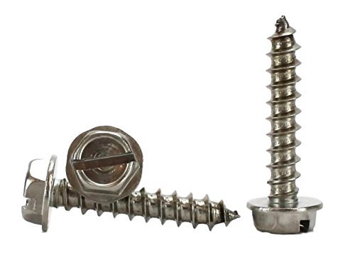 #10 X 1" Stainless Steel Hex Washer Head w/Slot Sheetmetal Screw (1/2" to 1-1/2" in Listing) 100 pcs Sheet Metal Screws (#10x1 Inch) - Thumbnail 2