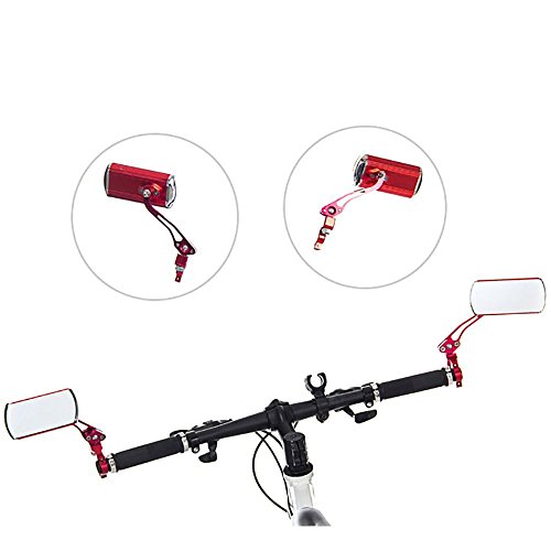 Youzpin 2Pcs Adjustable 360 Dgree Rotating Mountain Road Bike Safty Rear View Mirror, Flexibility Bicycle Handlebar Rearview Mirror Cycling Wide Angle Handlebar End Rear Back View Aluminum