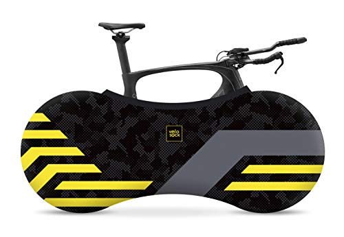 VELOSOCK Indoor Fahrradschutzhülle Fahrradabdeckung zur Lagerung - Yellow Lines - Die Beste Lösung, um Böden und Wände SCHMUTZFREI zu halten - Passt f