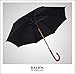 Balios UK Designed Prestige Walking Stick Umbrella Bamboo Handle Double Canopy (Jet Black)