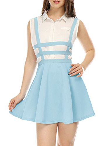 Allegra k women s elastic waist cut out a line suspende…