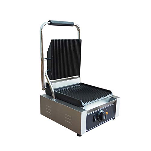 Proshopping 1800W Commercial Electric Sandwich Press Grill, Large Stainless Steel Panini Maker, Non Stick Panini Press Griddle Machine, Grooved Plates, 110V - for Paninis, Hamburgers, Steaks, Bacons