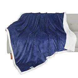 Catalonia Navy Blue Sherpa Throws Blanket, Super