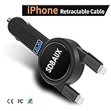 SDBAUX Car Charger,Quick Charge 3.1A/15W with 2.3ft Dual Retractable Cable,Compatible/Replacement for iPad iPod Phone XS Max XR X 8 7 6 Plus 5s,1 USB Port for Samsung Galaxy LG Google Pixel & More