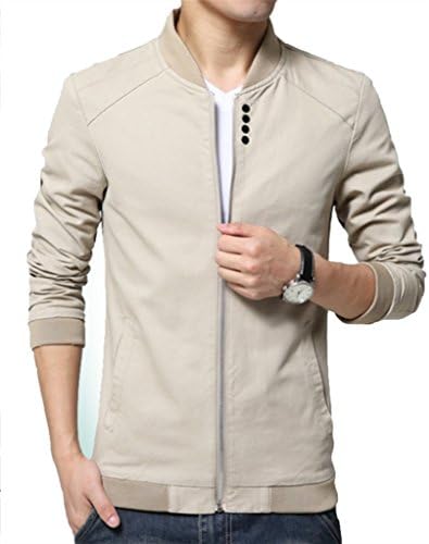 Kjdshwa Men's Long Sleeve Lightweight Breathable Jakcet Casual Wear(Light beige,M size)