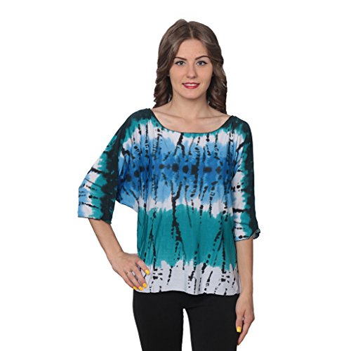 Active Club Oversized Tie-Dye Loos Fashion Top Blouse - Plus size - Blue - Small