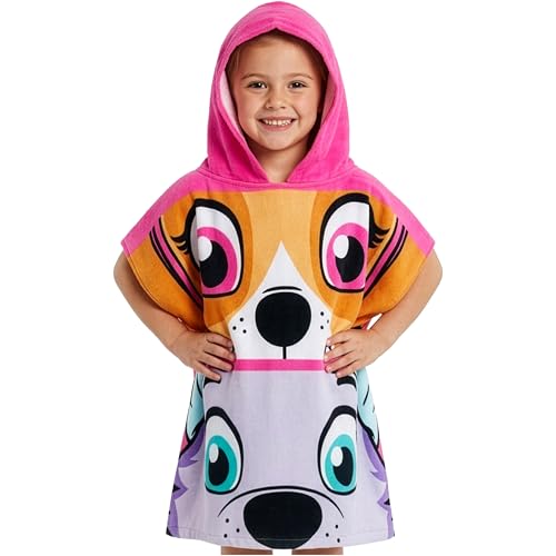 Get Trend Paw Patrol Bath Towel with Hood for Kids Changing Robe Marshall Rubble Absorbent Poncho Towel Swim Bath Shower Beach Towel Holiday Essentials (Pink Paw Patrol, 2-6 Years)