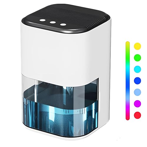 Beauenty Home Dehumidifier, 2L Water Tank, Quiet, 7 Color LED Light, Auto Off, Bedroom, Bathroom, RV, Closet