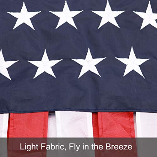 Huouo 40 Inch American US Flag Windsock - Embroidered Stars & Stripes USA Patriotic Decorations - 3.3 Feet United States Wind Socks Includes Hanging Clip