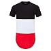 OLRIK Men's Hipster Hip Hop Short Sleeve Hit Colour Side Zipper T Shirt Black M