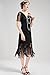 BABEYOND 1920s Art Deco Fringed Sequin Dress Roaring 20s Flapper Fancy Dress Gatsby Costume Dress Vintage Beaded Evening Dress (Black, Small)