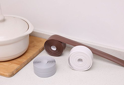Lautechco 3.2M Kitchen Corner Line Waterproof Tape Affixed To Corner Mildew Moisture Mold Seams Protector Bumper Strip Waterproof (Gray)