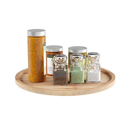 Lavish Home 83-97 Classic Cuisine Lazy Susan - All-Natural Bamboo Round Single Tier Turntable Kitchen Pantry and Vanity Organizer and Display with 14 Inch Diameter,