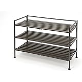 Seville Classics 3-Tier Resin Slat Utility Shoe Rack, Espresso