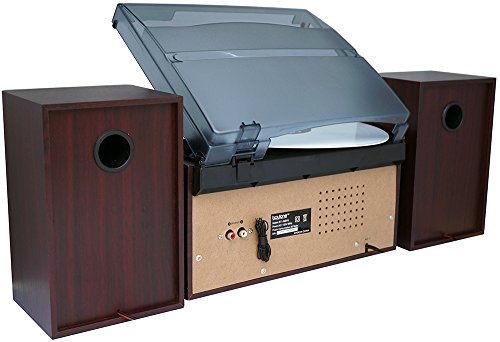 Boytone-BT-28SPS-Bluetooth-Classic-Style-Record-Player-Turntable-with-AMFM-Radio-Cassette-Player-CD-Player-2-Separate-Stereo-Speakers-Record-Vinyl-Radio-Cassette-to-MP3-SD-Slot-USB-AUX