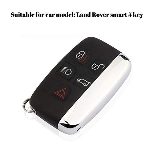 YIJINSHENG TPU Car Key Soft Plating Protection Shell Case Cover for Land Rover Jaguar Evoque,Velar,Sport,Discovery 5-Button Smart Key Remote Fob Shell Key Chains (Silver) - Thumbnail 4