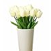 Bringsine Premium Artificial Flowers Real Touch Mini PU Tulips Bouquet Artificial Plants for Wedding Room Home Hotel Party Event Christmas Decor Multi Colors Available (10pcs, Cream White)